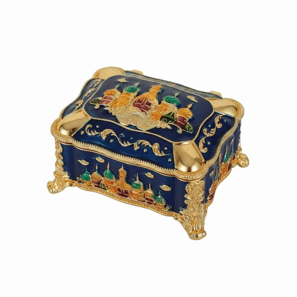 Mini Portable Jewelry Storage Box Enamel Alloy Embossed Castle Ring Storage Jar Colorful Princess European-style Decorative Box