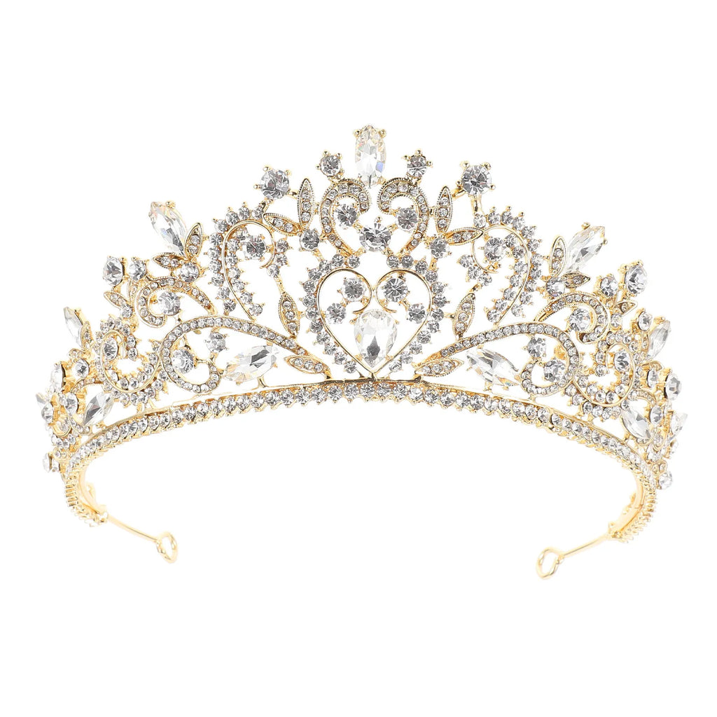 Baroque Style Bride Crown Elegant Alloy Wedding Tiara Shiny Bridal Headdress Charming Wedding Dress Crown Prop