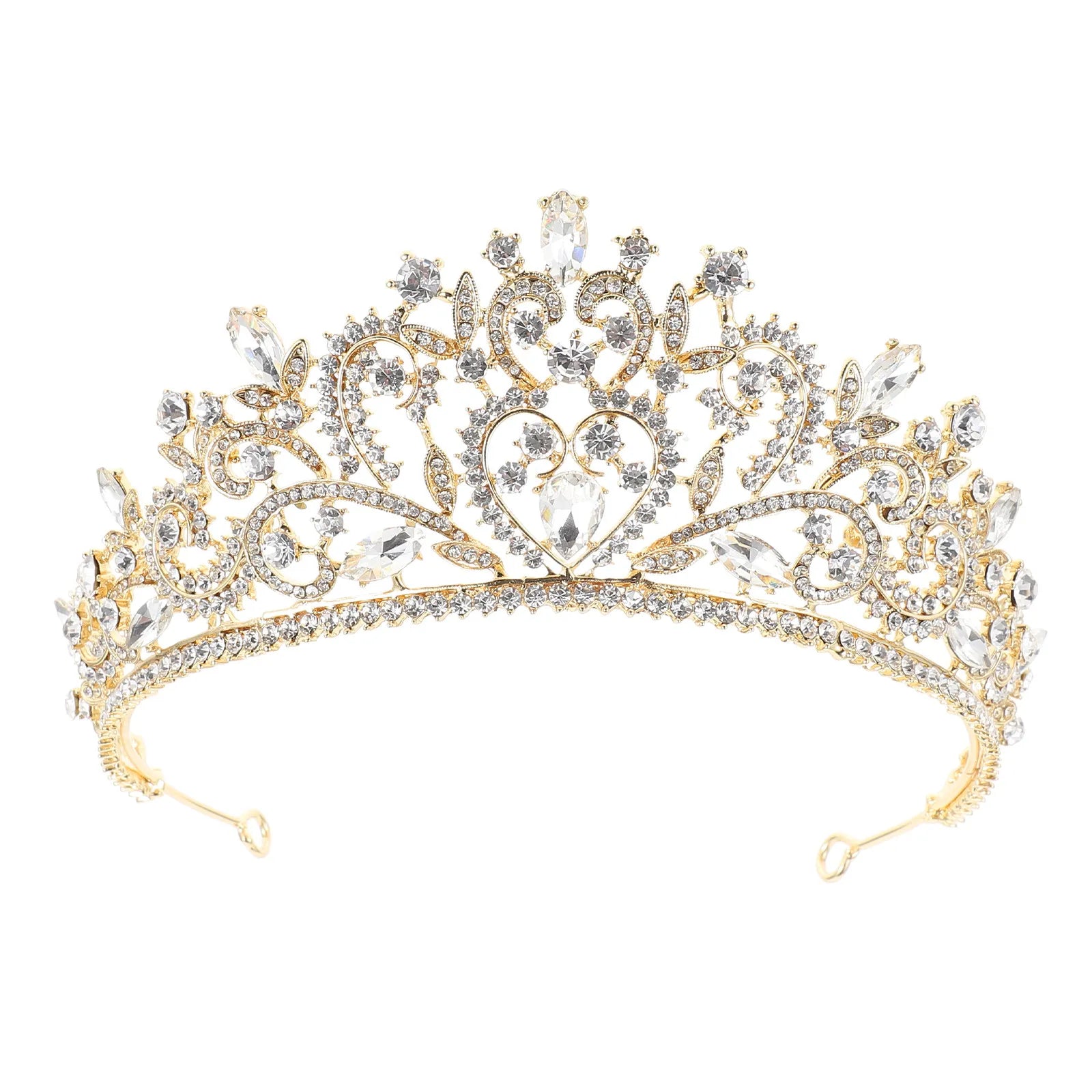 Baroque Style Bride Crown Elegant Alloy Wedding Tiara Shiny Bridal Headdress Charming Wedding Dress Crown Prop
