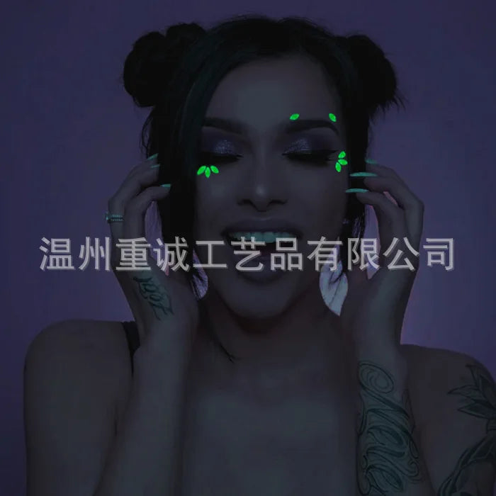 Glow in The Dark Face Rhinestones Self Adhesive Resin Gems for Forehead Third Eye Stage Makeup Party Decor