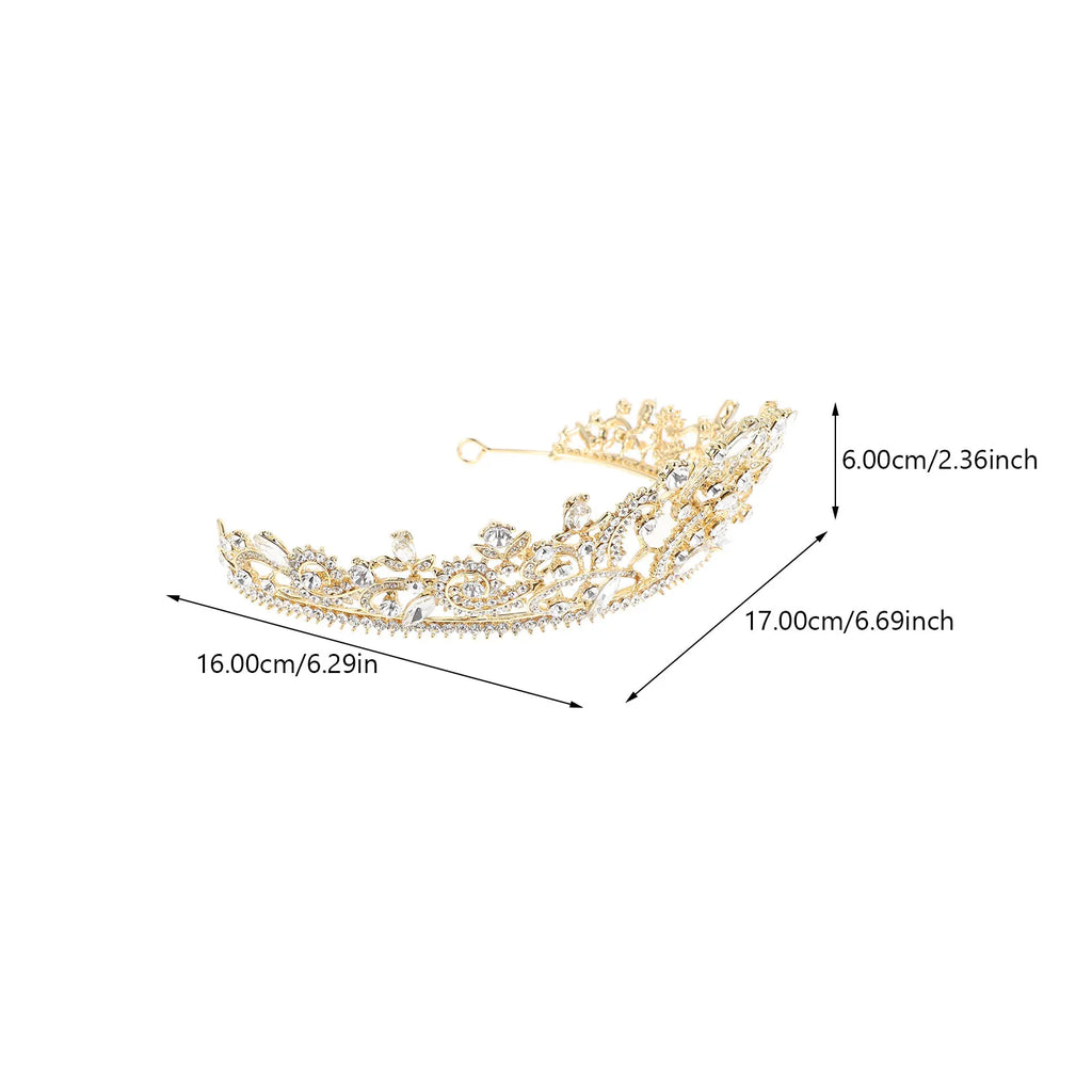 Baroque Style Bride Crown Elegant Alloy Wedding Tiara Shiny Bridal Headdress Charming Wedding Dress Crown Prop