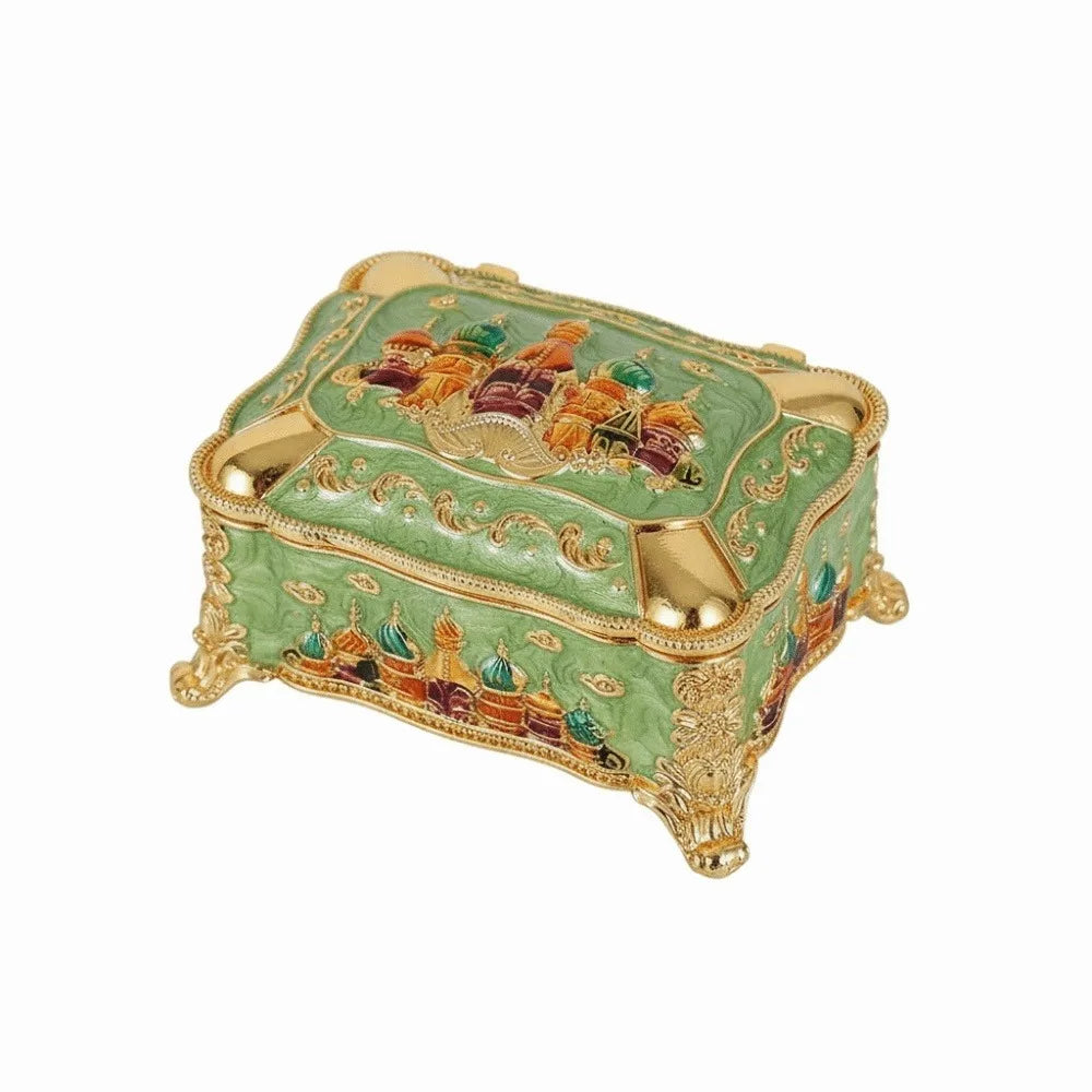 Mini Portable Jewelry Storage Box Enamel Alloy Embossed Castle Ring Storage Jar Colorful Princess European-style Decorative Box