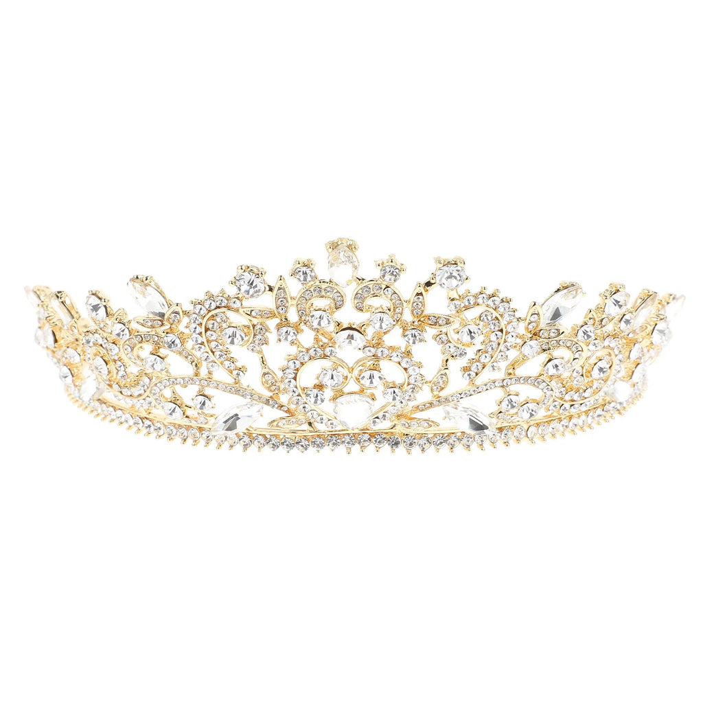 Baroque Style Bride Crown Elegant Alloy Wedding Tiara Shiny Bridal Headdress Charming Wedding Dress Crown Prop
