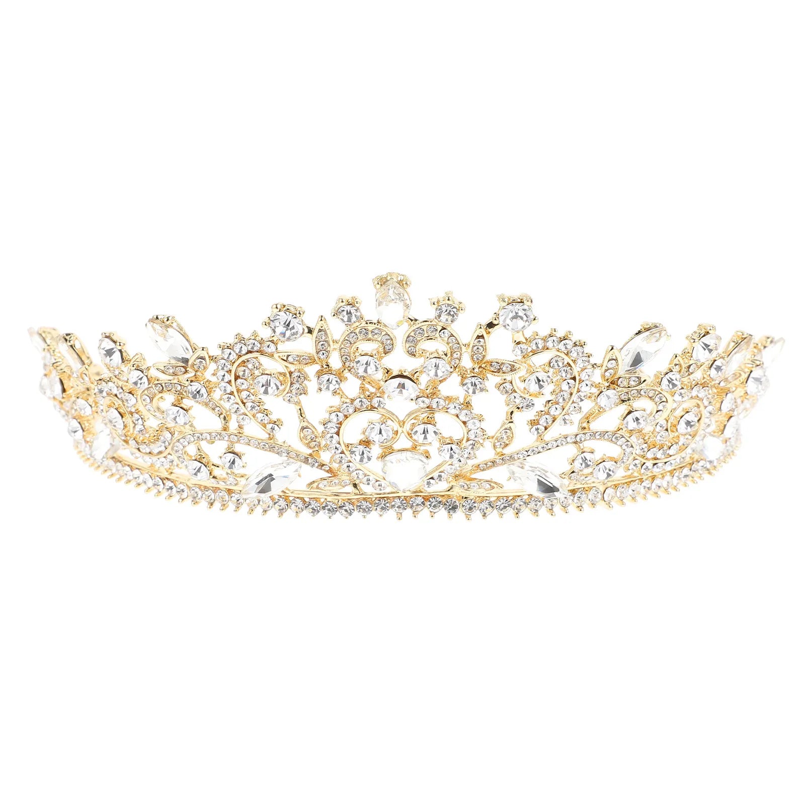 Baroque Style Bride Crown Elegant Alloy Wedding Tiara Shiny Bridal Headdress Charming Wedding Dress Crown Prop