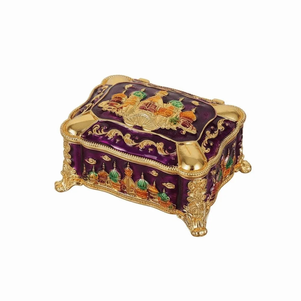 Mini Portable Jewelry Storage Box Enamel Alloy Embossed Castle Ring Storage Jar Colorful Princess European-style Decorative Box