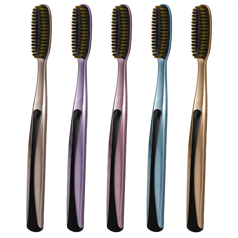 Big head cleaning U-shaped long brush toothbrush with black gold handle,suitable for travel and home use,efficient oral cleaning
