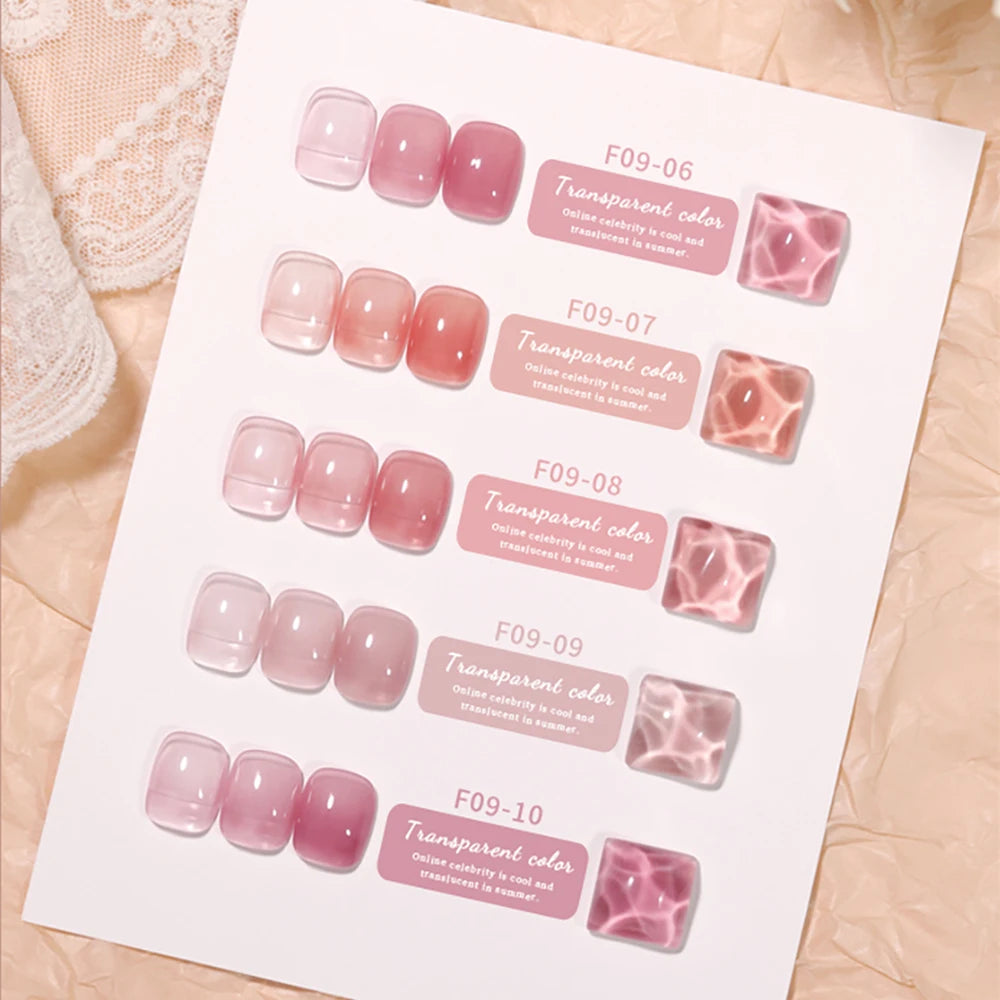 Vendeeni 15 Colors/Set Nude Pink Jelly Gel Nail Polish Transparent UV Soak Off Gel Varnish Skin Color Gel Lacquer With Display
