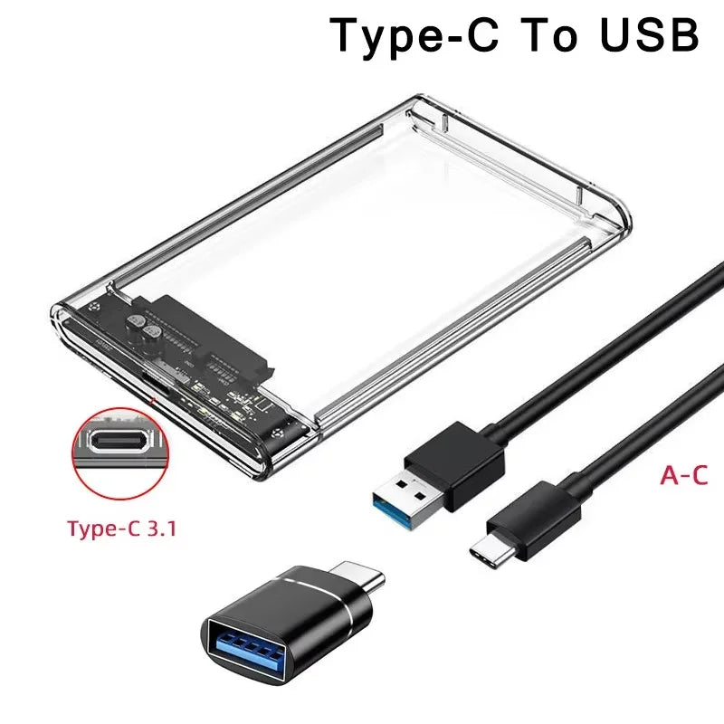 USB3.2 Interface High-Speed Transmission 2.5 Inch Mobile Hard Drive Enclosure  Supports Mechanical with Digital Display