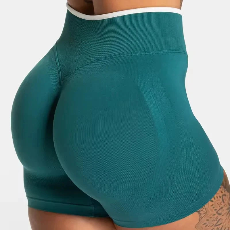 Women's Color Block Yoga Shorts - Butt-lifting, Breathable, High-elasticity, Gym Workout & Running Shorts