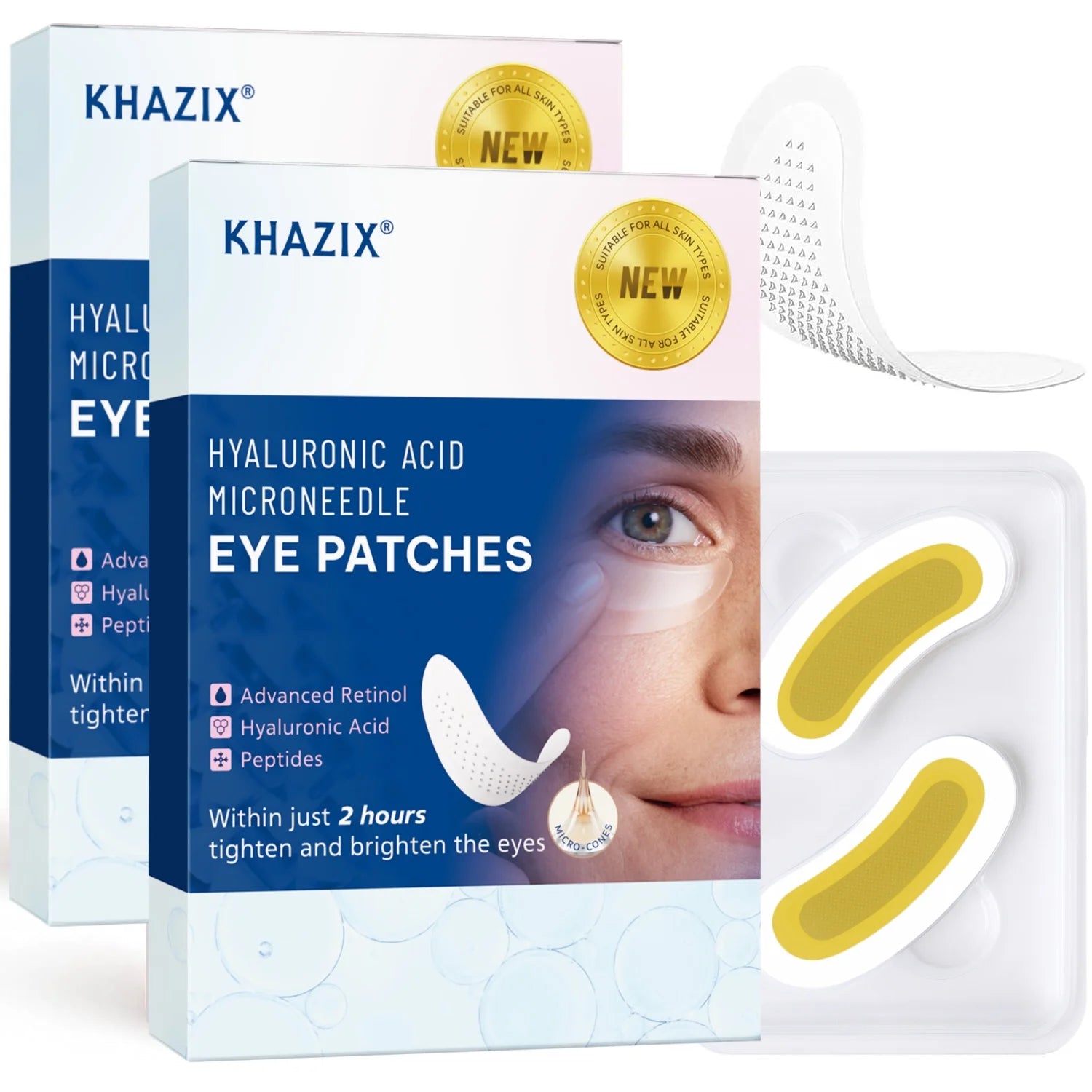 Hyaluronic Acid Retinol Microneedle Eye Patches, Firming Peptides Skin Repair, for Eye Area Forehead & Smile Lines, 1Pair.