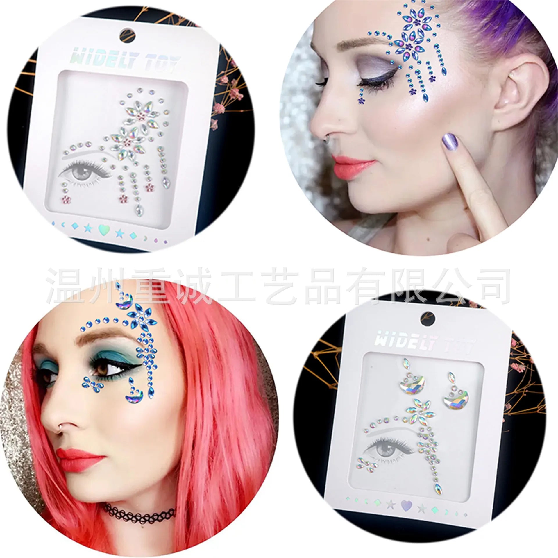New Arrival Half Face Eye Diamond Stickers Self Adhesive Waterproof Rhinestones for Masquerade Party Rave Festival Makeup