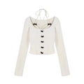 Lace Tied Up Long Sleeved T Shirts Thin Strap Korean Style Y2k Slim Neck Hanging Tank Top Suspender Bras Slim Fit