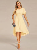 BAZIIINGAAA Party Dress Graceful Lotus Leaf Pleated A-Line Knee Length Wedding Guest Dress Evening Dress
