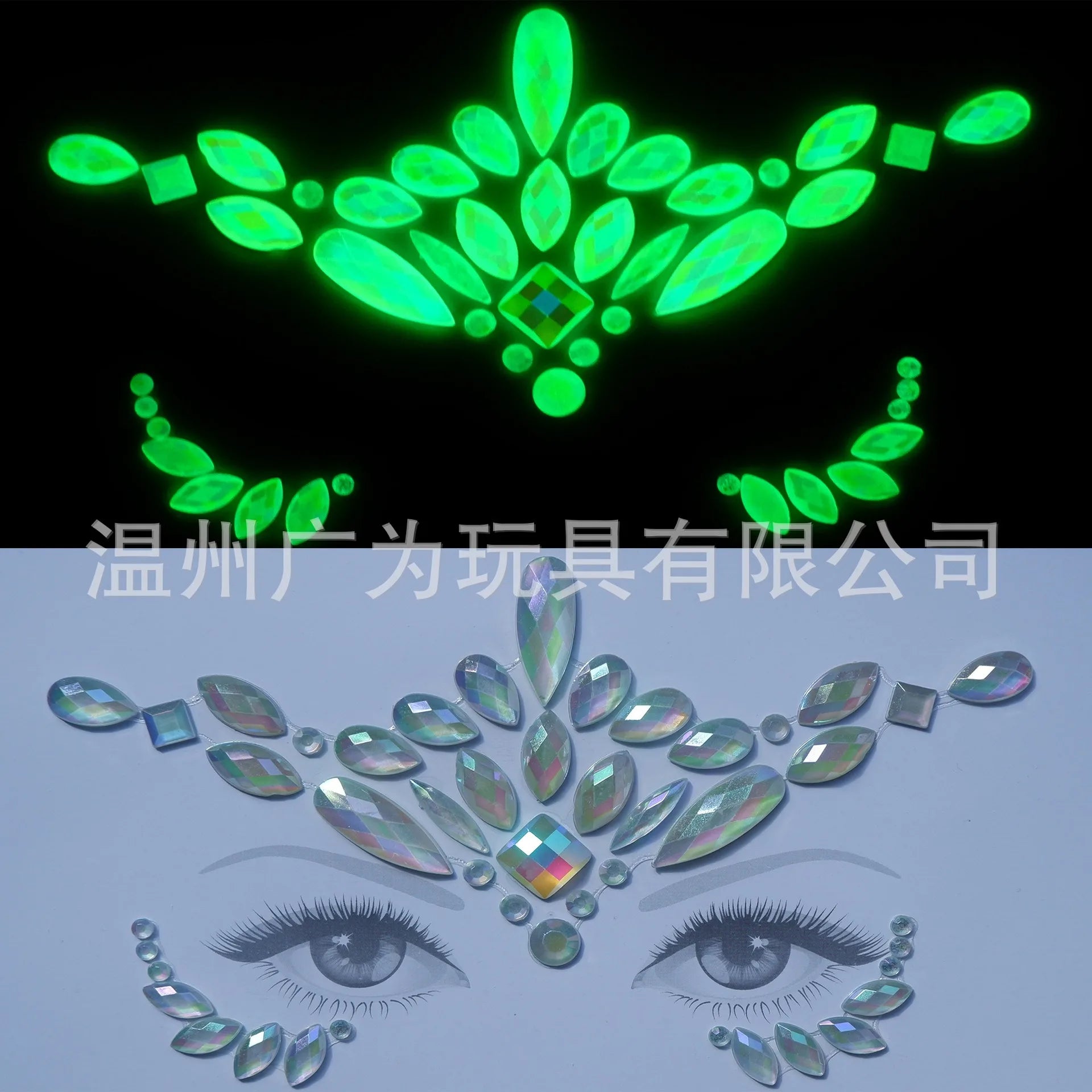 Style Glow Face Tattoos Halloween Temporary Body Stickers for Rave Carnival Music Concert Festival Party Makeup