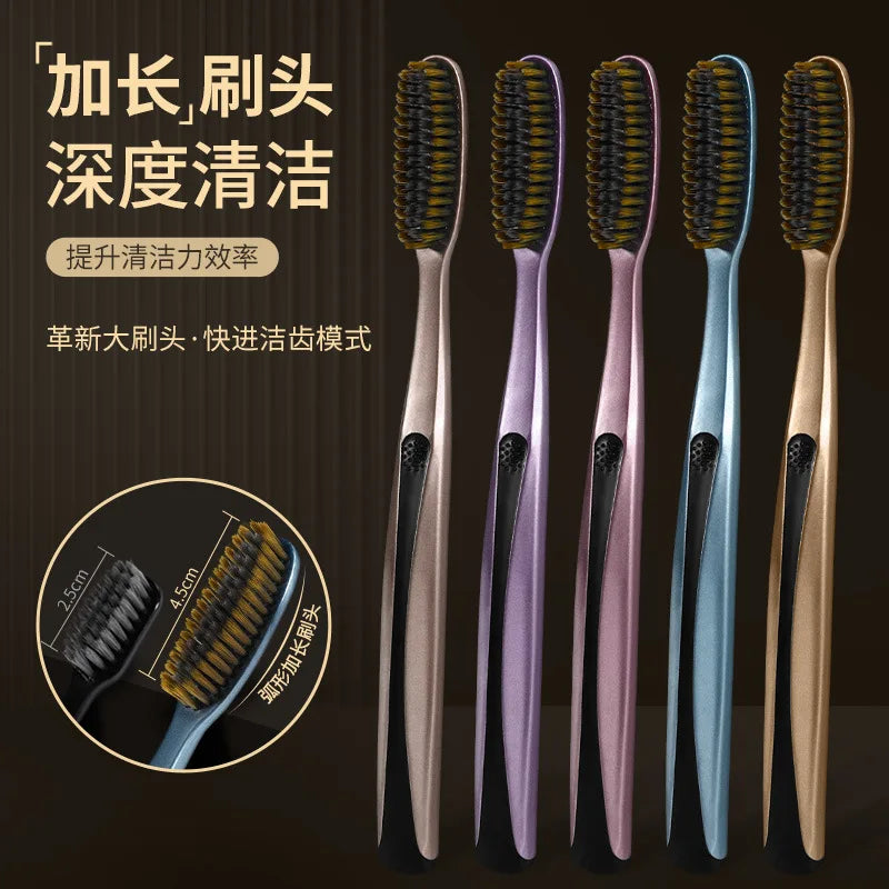Big head cleaning U-shaped long brush toothbrush with black gold handle,suitable for travel and home use,efficient oral cleaning