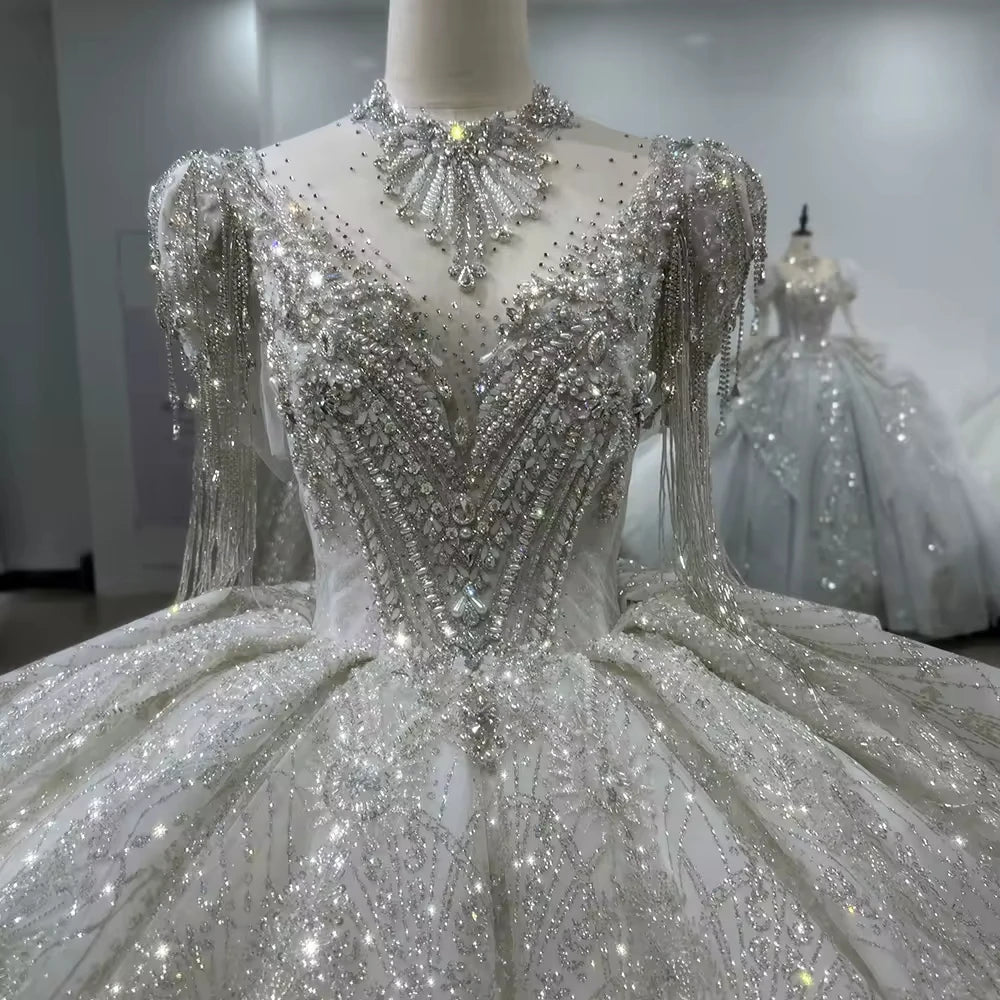 Bridal Wedding Dress Short Sleeve Sweetheart Wedding Dress Lace Up Back Ball Gown Embroidery Beading Bridal Dress