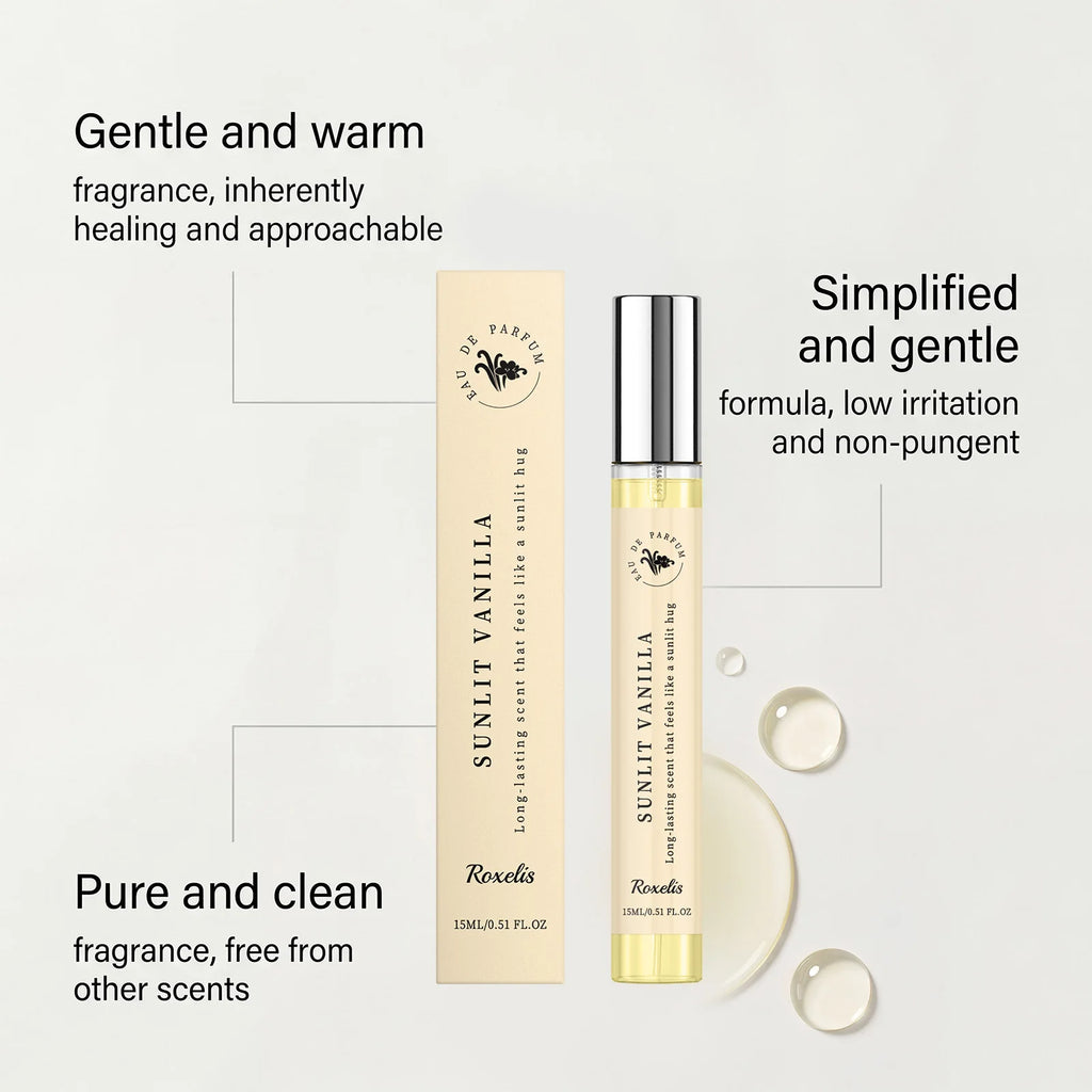 Roxelis 15ml Sunny Vanilla Fragrance Daily Commuting Lady Lasting Fragrance Fresh Healing Light Luxury Atmosphere Fragrance