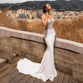 Sexy Mermaid Open Back Wedding Dresses For Women 2025 V Neck Lace Appliqued Backless Bridal Gowns Vestidos De Novia Customized