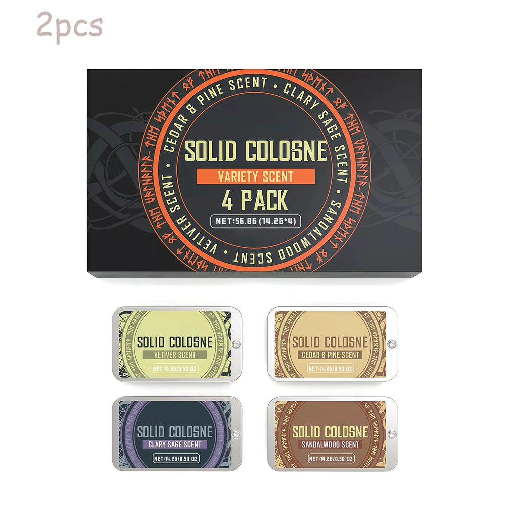 Men's Solid Perfume Set with 4 Different Natural Scents Suitable for Work, Travel, Dating and Other Places