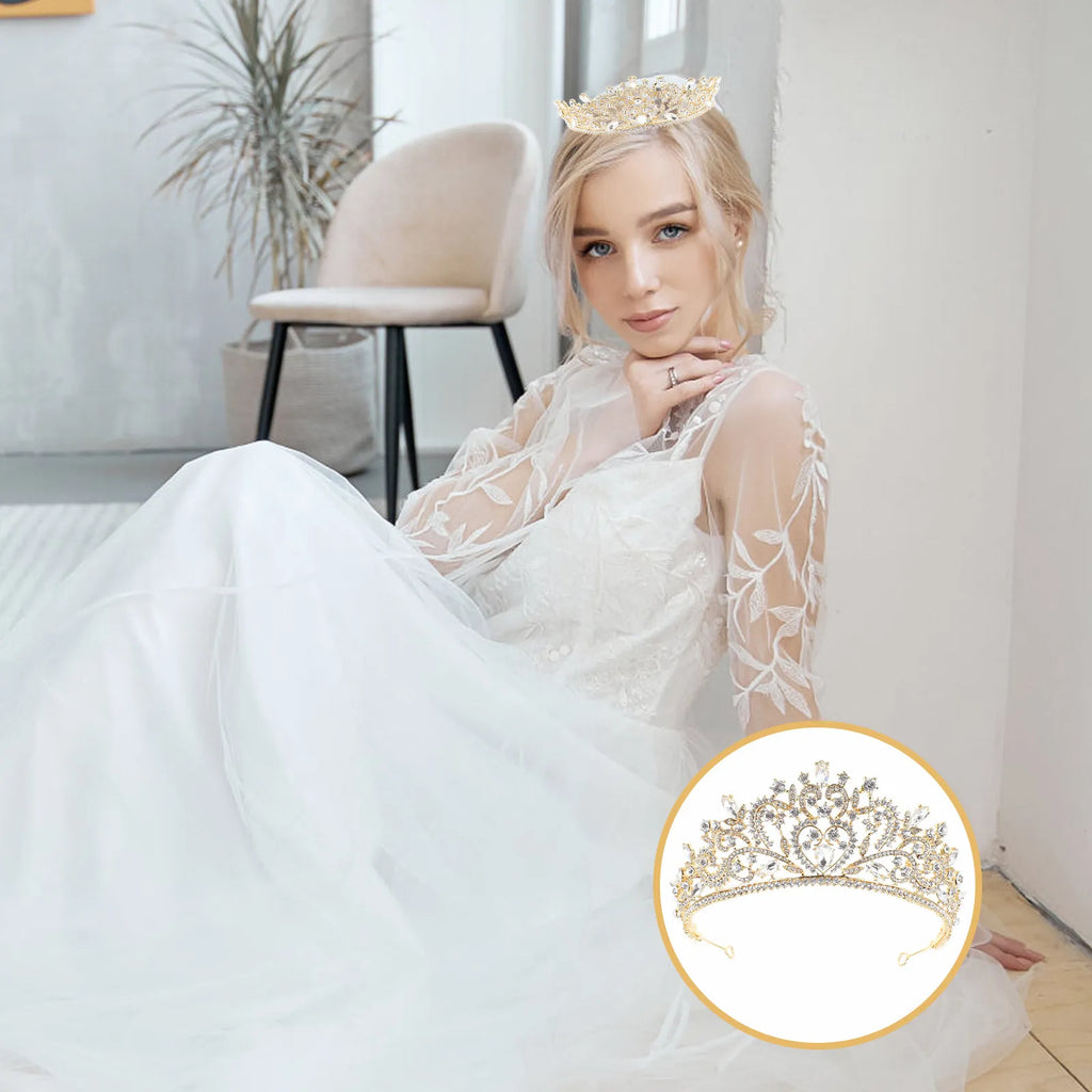 Baroque Style Bride Crown Elegant Alloy Wedding Tiara Shiny Bridal Headdress Charming Wedding Dress Crown Prop
