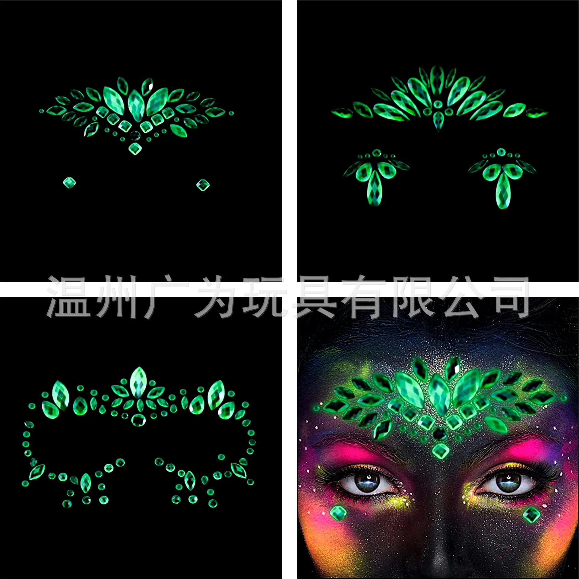 Style Glow Face Tattoos Halloween Temporary Body Stickers for Rave Carnival Music Concert Festival Party Makeup