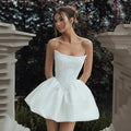 Eightree Formal Short Wedding Dresses Boho Strapless Appliques Lace Mini Bridal Dress Women Evening Wedding Prom Gown Customized