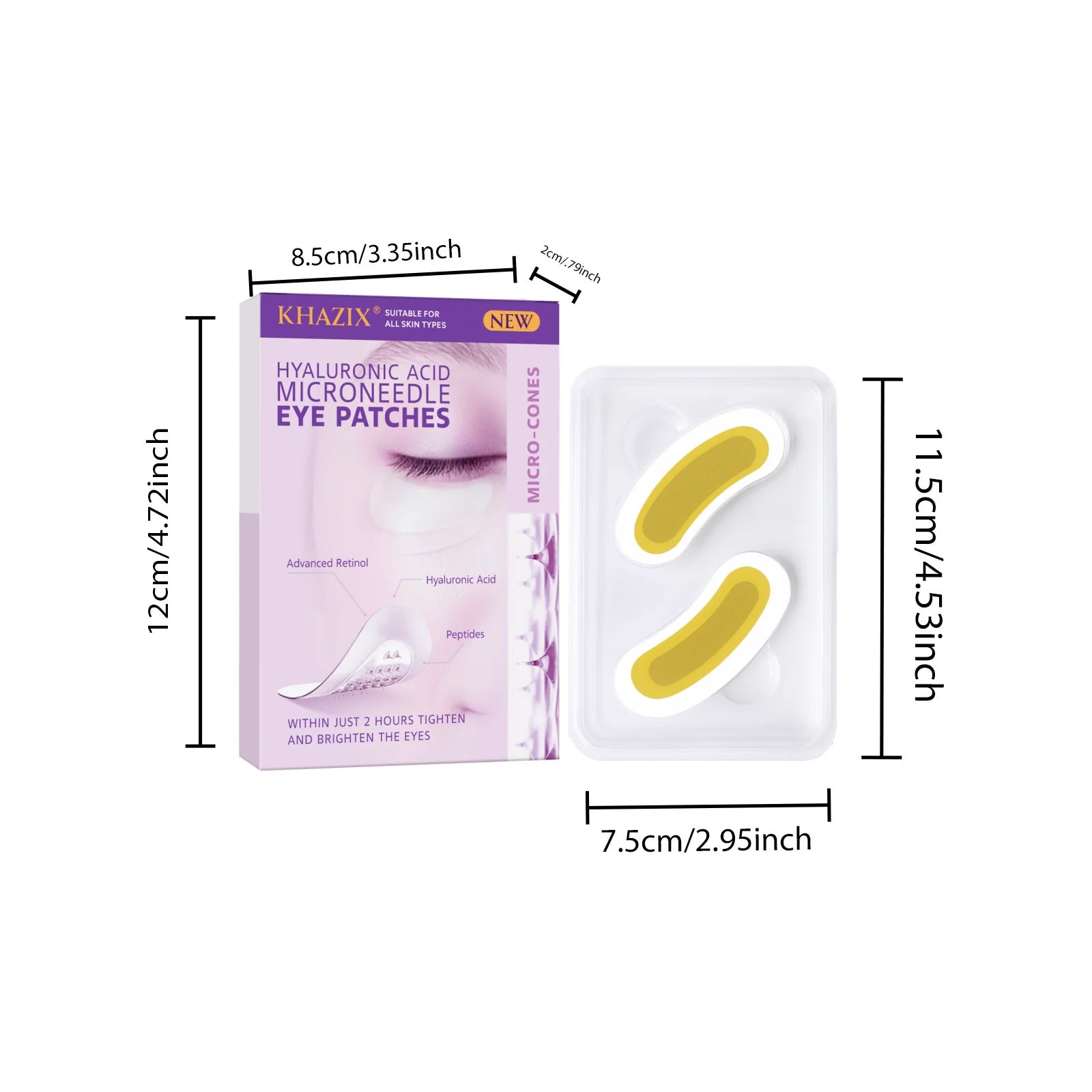 Hyaluronic Acid Retinol Microneedle Eye Patches, Firming Peptides Skin Repair, for Eye Area Forehead & Smile Lines, 1Pair.