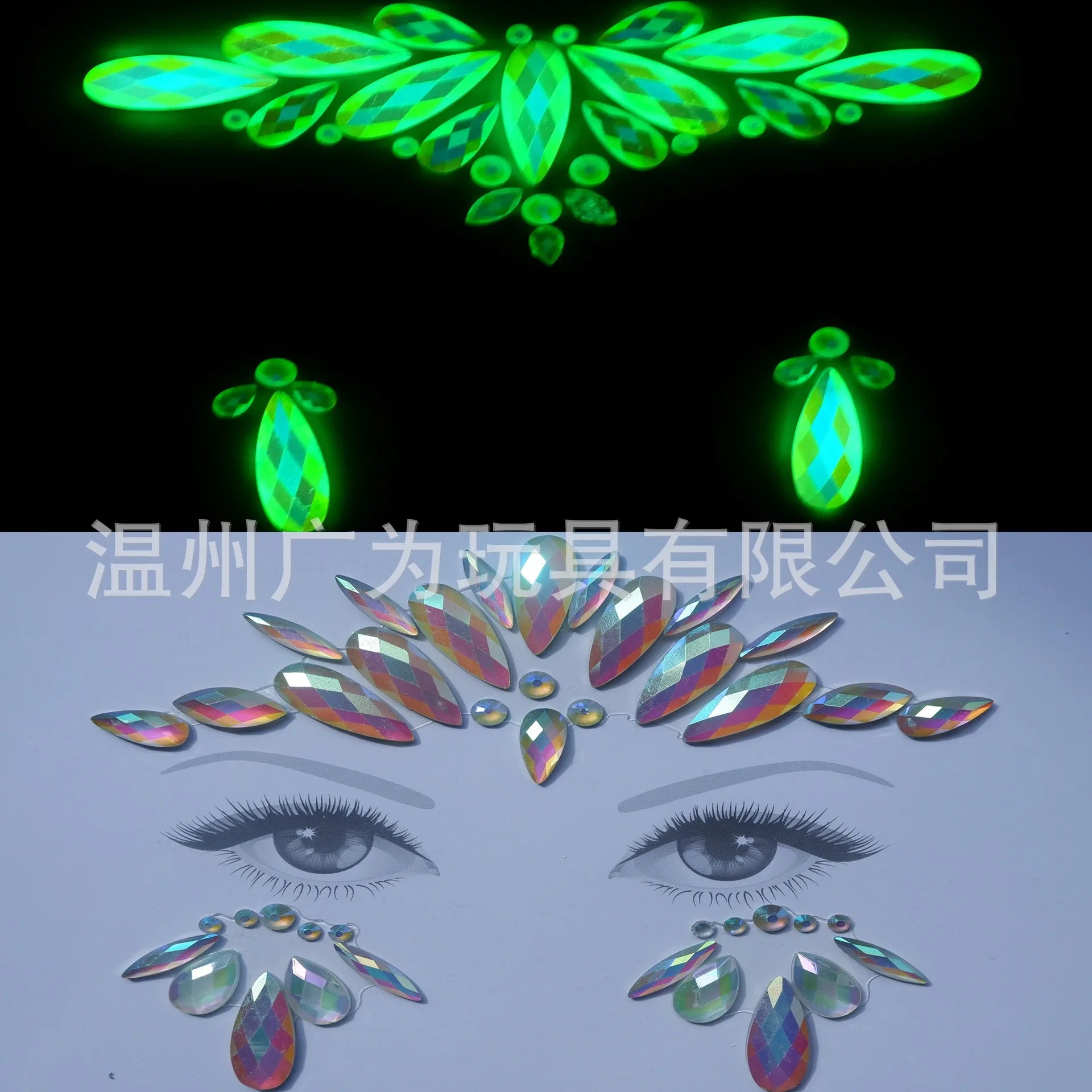 Style Glow Face Tattoos Halloween Temporary Body Stickers for Rave Carnival Music Concert Festival Party Makeup