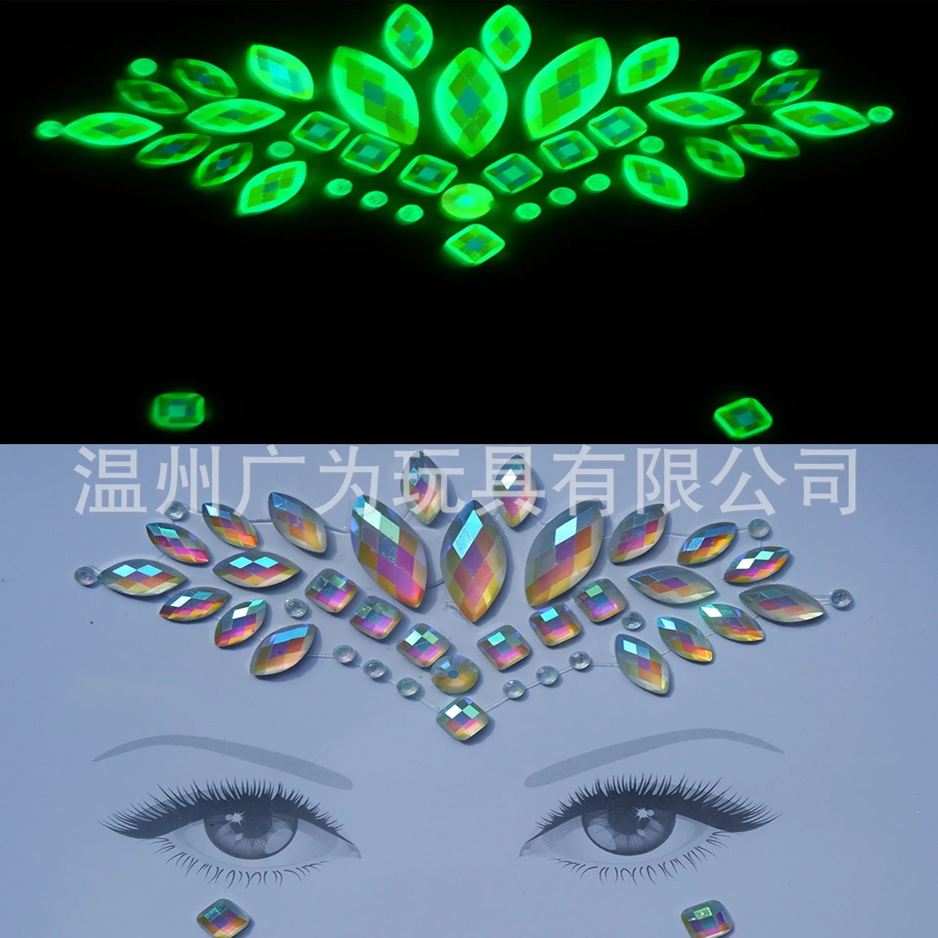 Style Glow Face Tattoos Halloween Temporary Body Stickers for Rave Carnival Music Concert Festival Party Makeup