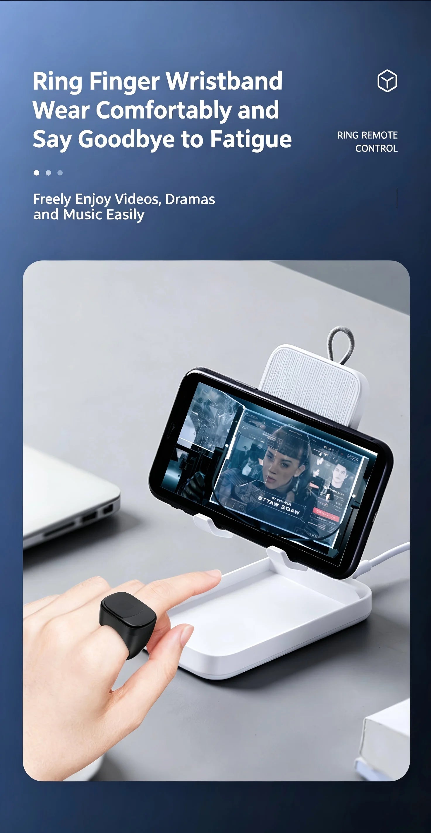 Scrolling Ring Remote Control Is Suitable for Iphone, iPad Bluetooth Page Turning Ring Roller