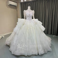 High Neck Chic Wedding Dress Corset Women High Quality Ball Gown Customized Romantic Long Sleeves Long Bride Wear robe de mariée