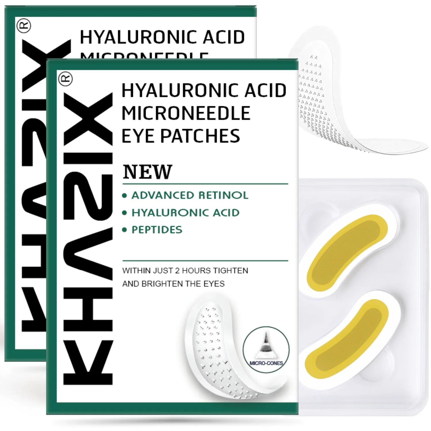 Hyaluronic Acid Retinol Microneedle Eye Patches, Firming Peptides Skin Repair, for Eye Area Forehead & Smile Lines, 1Pair.