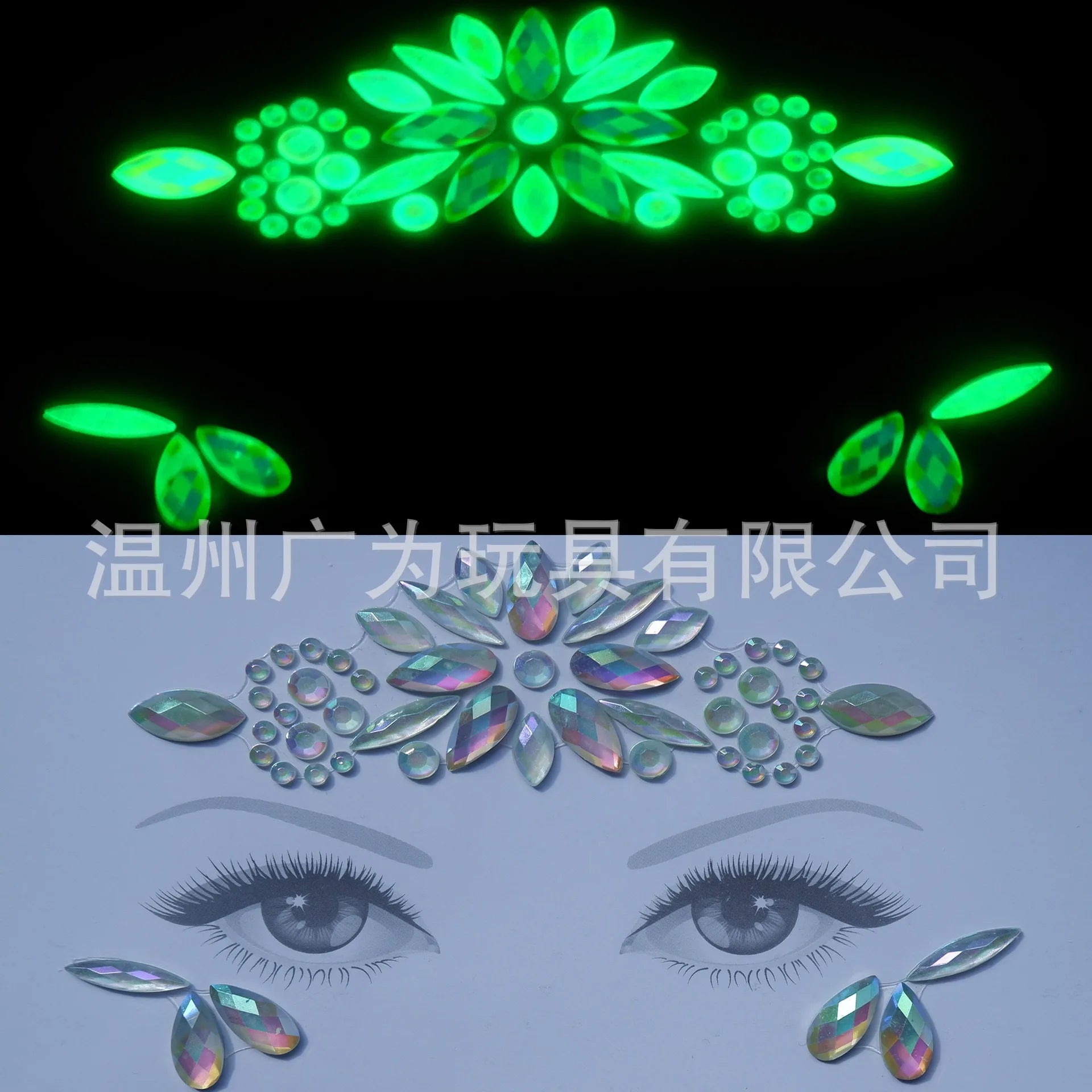 Style Glow Face Tattoos Halloween Temporary Body Stickers for Rave Carnival Music Concert Festival Party Makeup