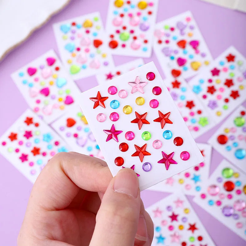 Hot Selling Colorful Acrylic Diamond Stickers Self Adhesive Mixed Heart Round Gems for Phone Case DIY Craft Supplies