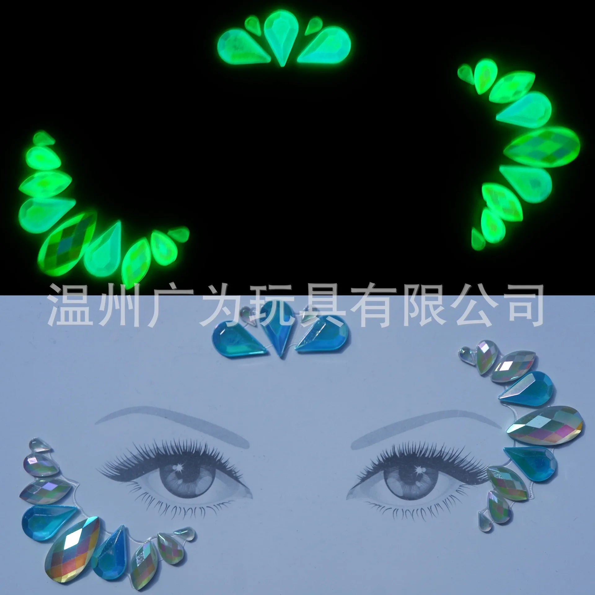 Style Glow Face Tattoos Halloween Temporary Body Stickers for Rave Carnival Music Concert Festival Party Makeup