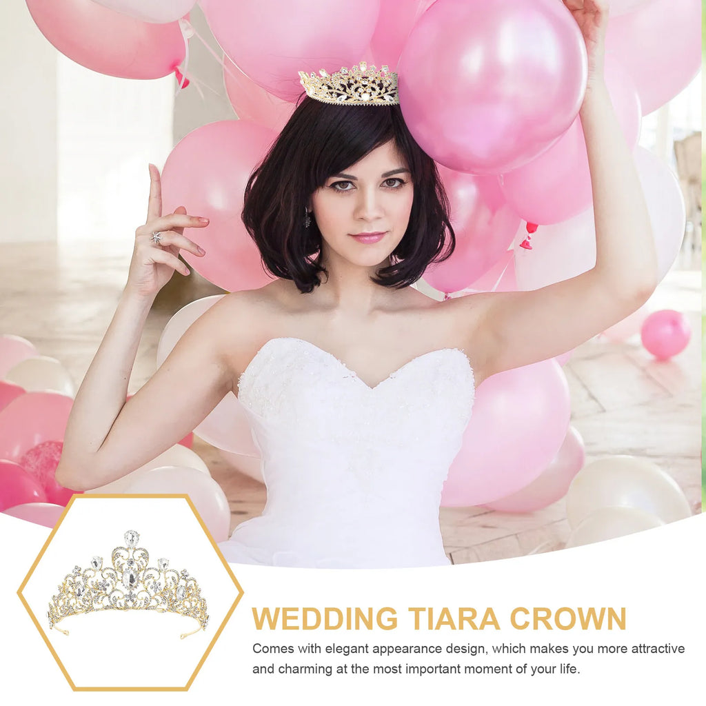 Baroque Style Bride Crown Elegant Alloy Wedding Tiara Shiny Bridal Headdress Charming Wedding Dress Crown Prop