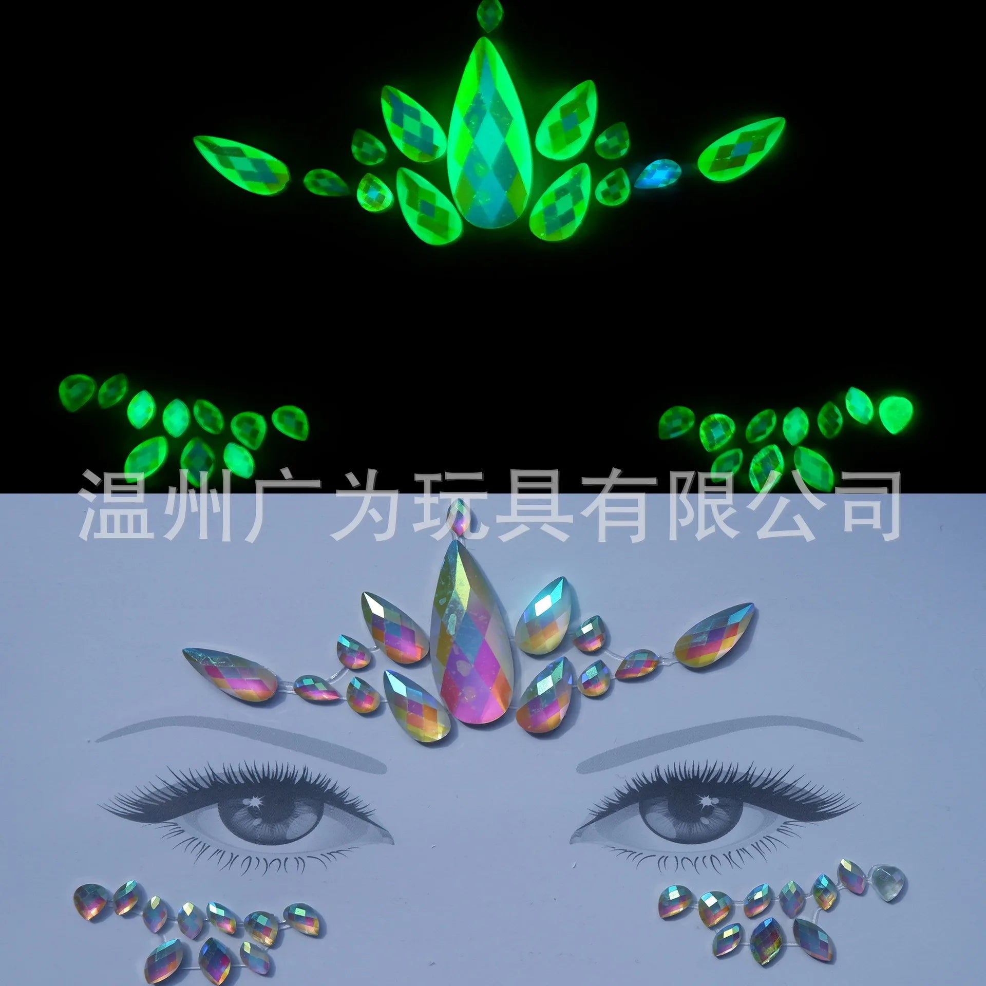 Style Glow Face Tattoos Halloween Temporary Body Stickers for Rave Carnival Music Concert Festival Party Makeup