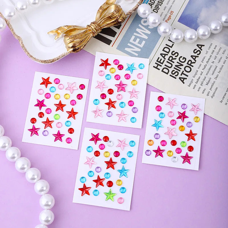 Hot Selling Colorful Acrylic Diamond Stickers Self Adhesive Mixed Heart Round Gems for Phone Case DIY Craft Supplies