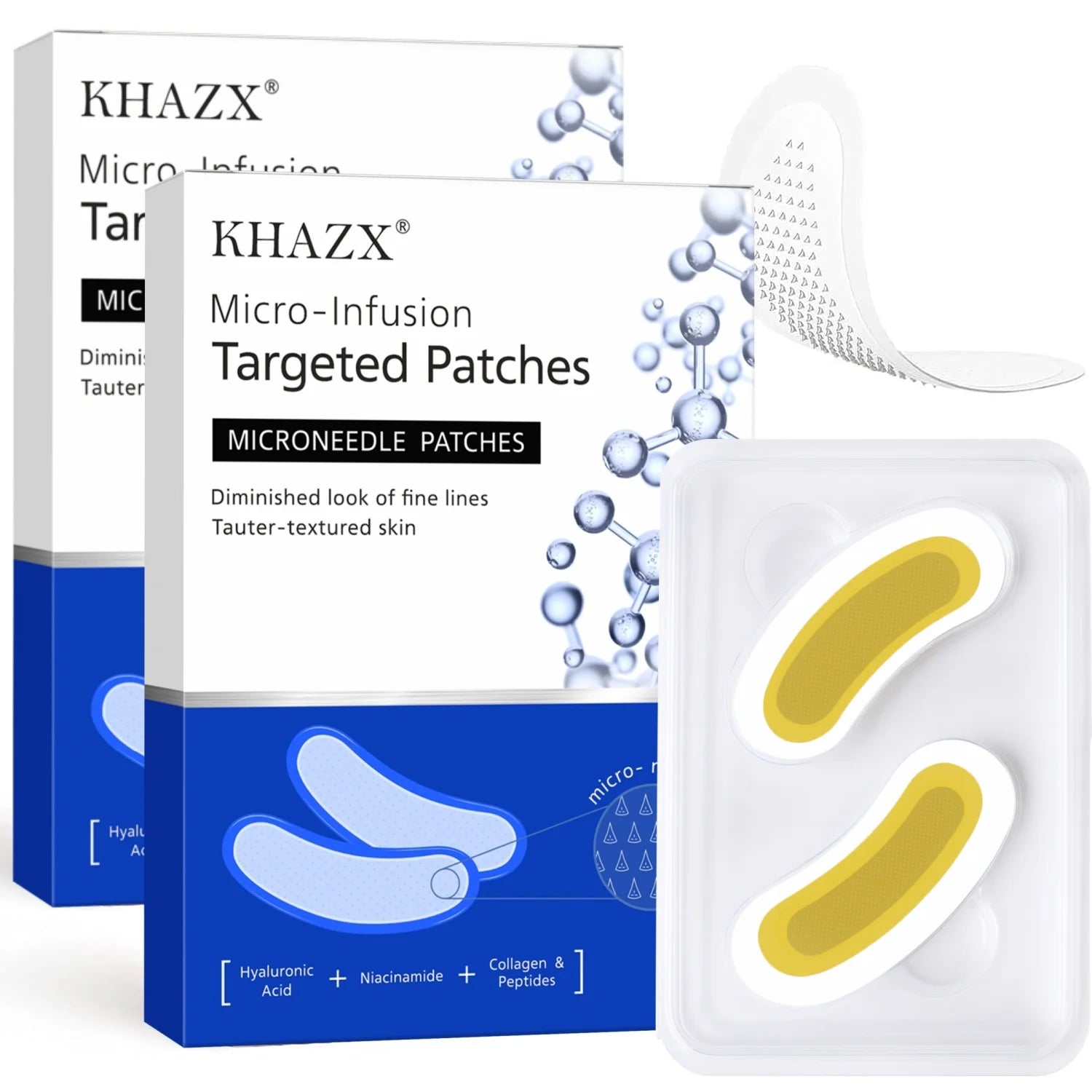 Hyaluronic Acid Retinol Microneedle Eye Patches, Firming Peptides Skin Repair, for Eye Area Forehead & Smile Lines, 1Pair.