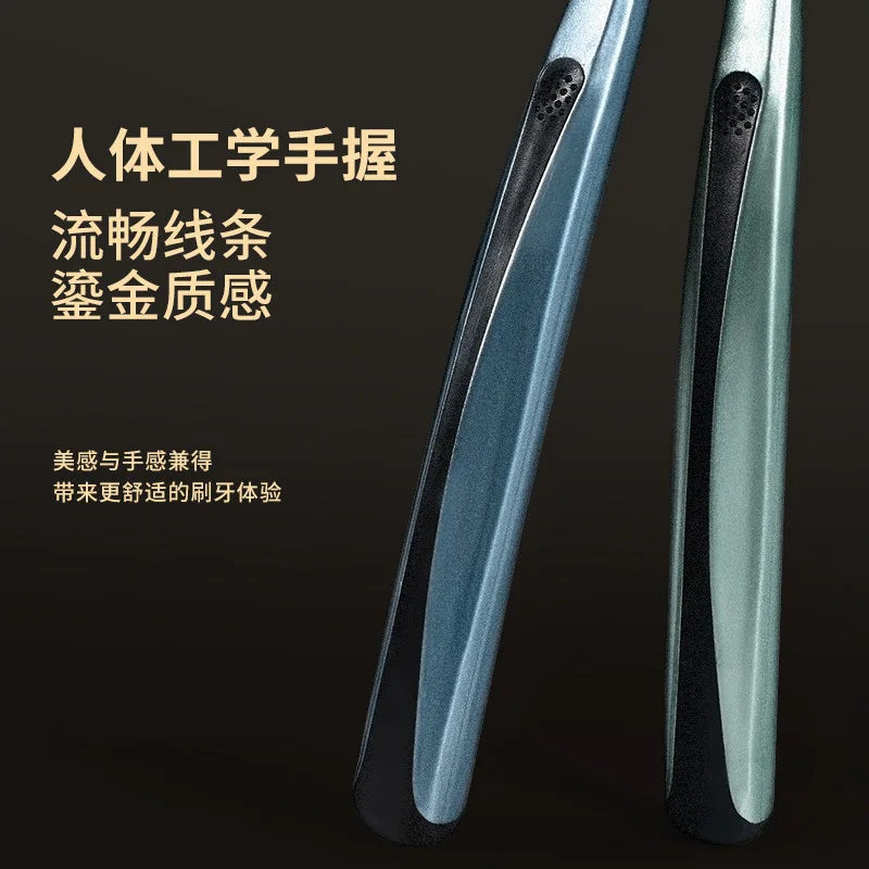 Big head cleaning U-shaped long brush toothbrush with black gold handle,suitable for travel and home use,efficient oral cleaning