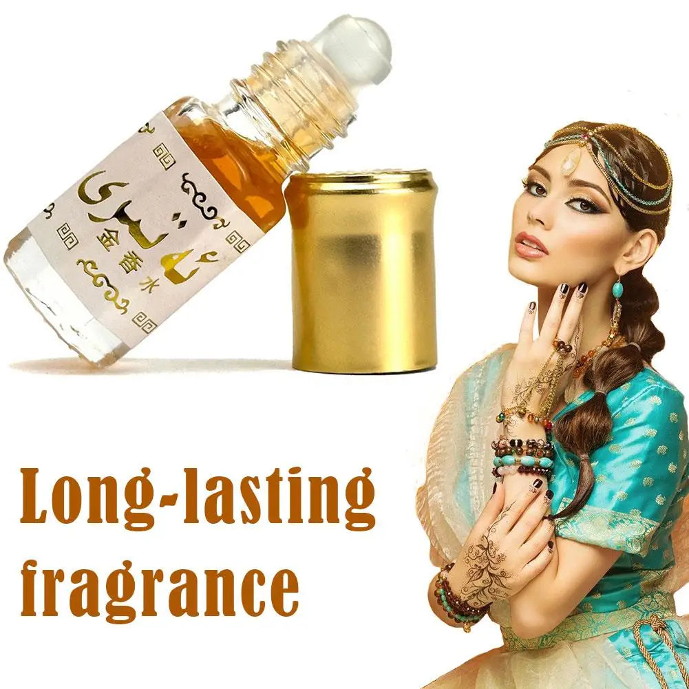 Arabian Perfume Oil Roll On Portable Long Lasting Scent for Men Women Middle East Gold Roll On Perfume Oil Portable Fragrance