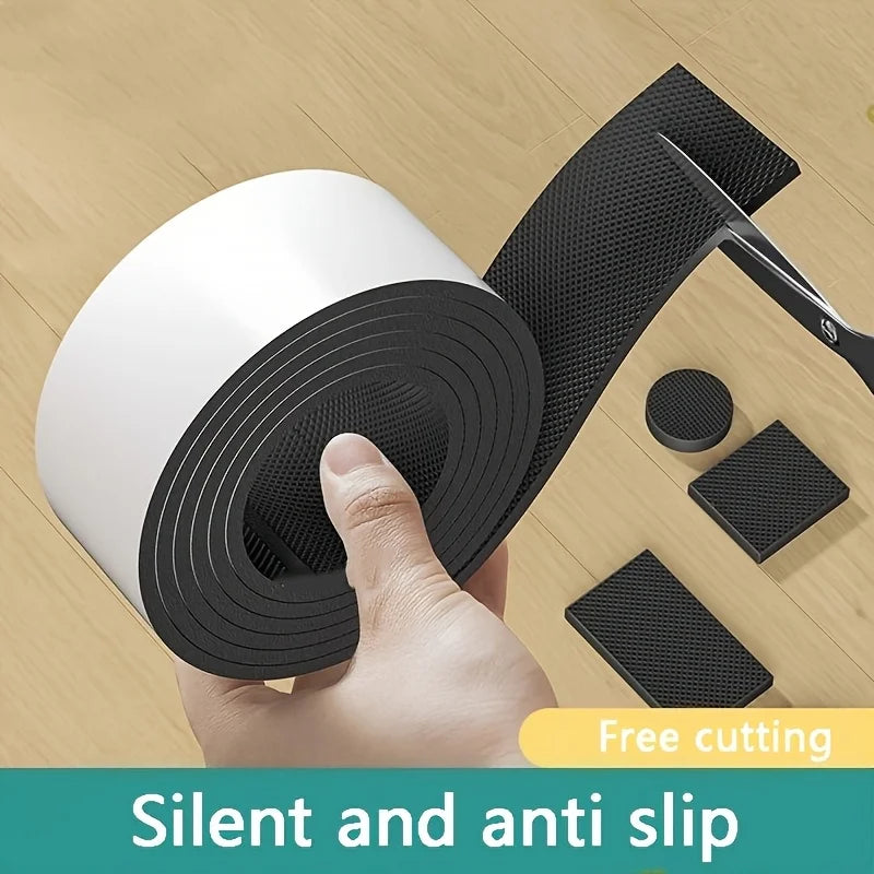 Black Chair Foot Pads 1 Roll - Thick Anti-Slip Noise Reducers | Wear-Resistant Furniture Protectors for Table/Chair Mute Pads