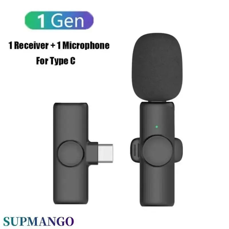 Wireless Lavalier Microphone Mini USB-C Noise Reduction for iPhone Android Live Streaming Interviews Portable Handheld Mic