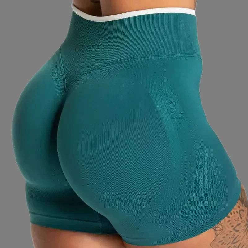 Women's Color Block Yoga Shorts - Butt-lifting, Breathable, High-elasticity, Gym Workout & Running Shorts