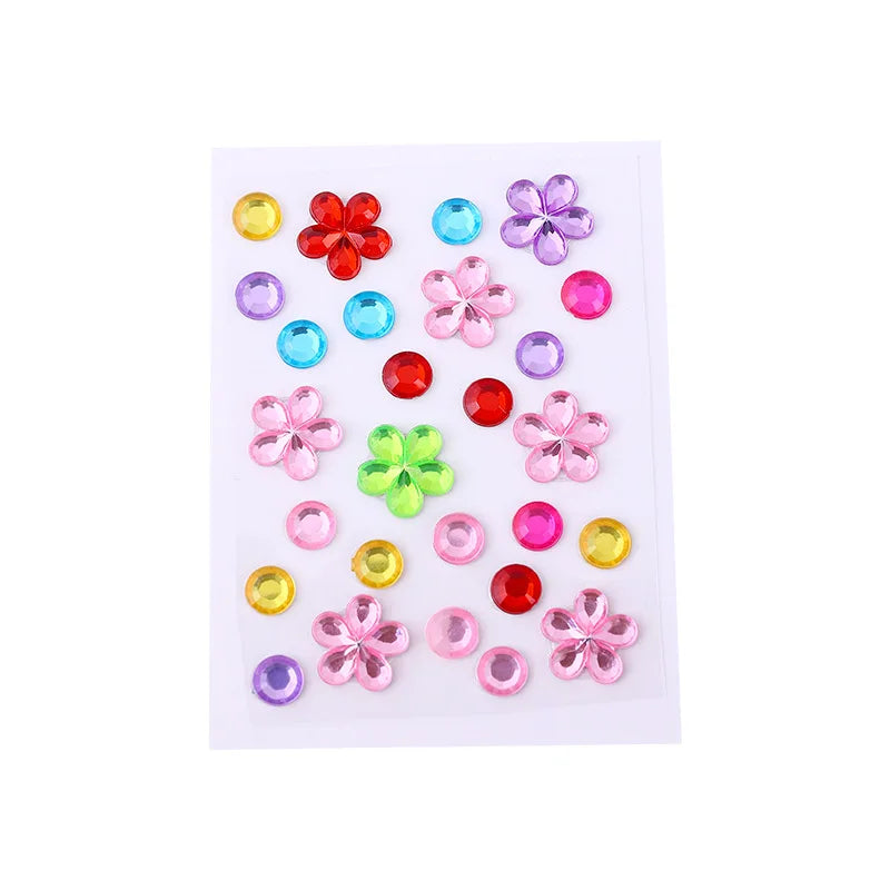 Hot Selling Colorful Acrylic Diamond Stickers Self Adhesive Mixed Heart Round Gems for Phone Case DIY Craft Supplies
