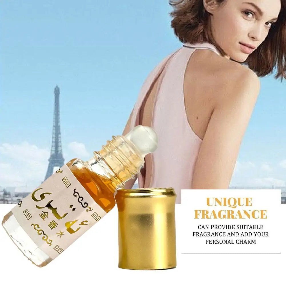 Arabian Perfume Oil Roll On Portable Long Lasting Scent for Men Women Middle East Gold Roll On Perfume Oil Portable Fragrance