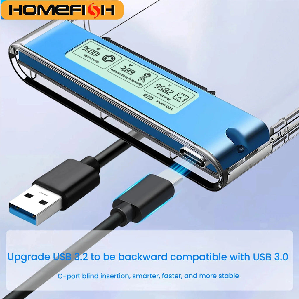 USB3.2 Interface High-Speed Transmission 2.5 Inch Mobile Hard Drive Enclosure  Supports Mechanical with Digital Display