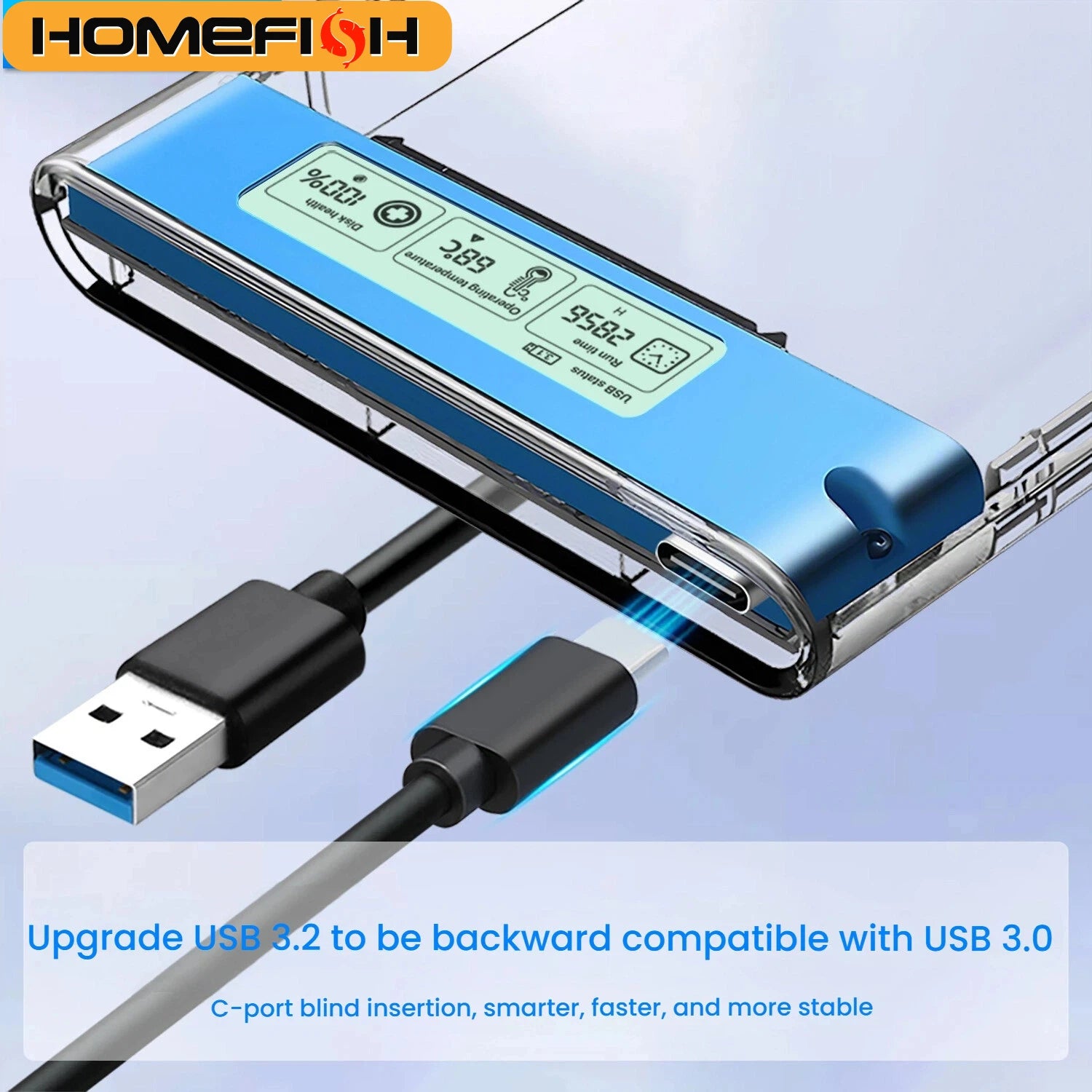 USB3.2 Interface High-Speed Transmission 2.5 Inch Mobile Hard Drive Enclosure  Supports Mechanical with Digital Display