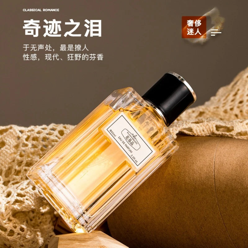 60ML Flower Basis Perfume Eau De Parfum for Men Natural Fresh Long Lasting Floral Fruity Fragrance Grapefruit Rose Vetiver Root