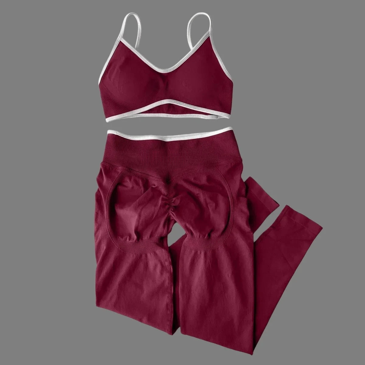 Women's 2-Piece Color Block Yoga Set: Camisole Bra & Seamless Fitted Leggings, Suitable for Fitness and Exercise